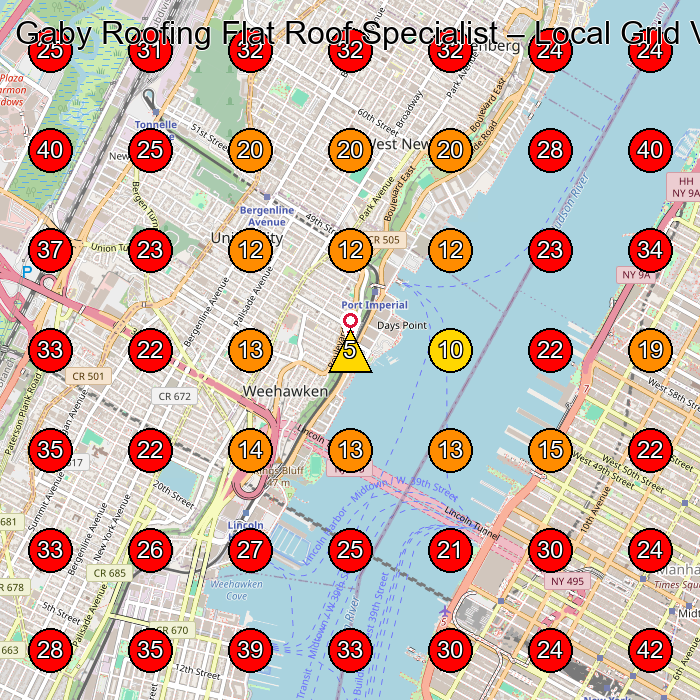 Gaby Roofing Flat Roof Specialist GeoGrid visibility map for Roofing Contractor in Union City
